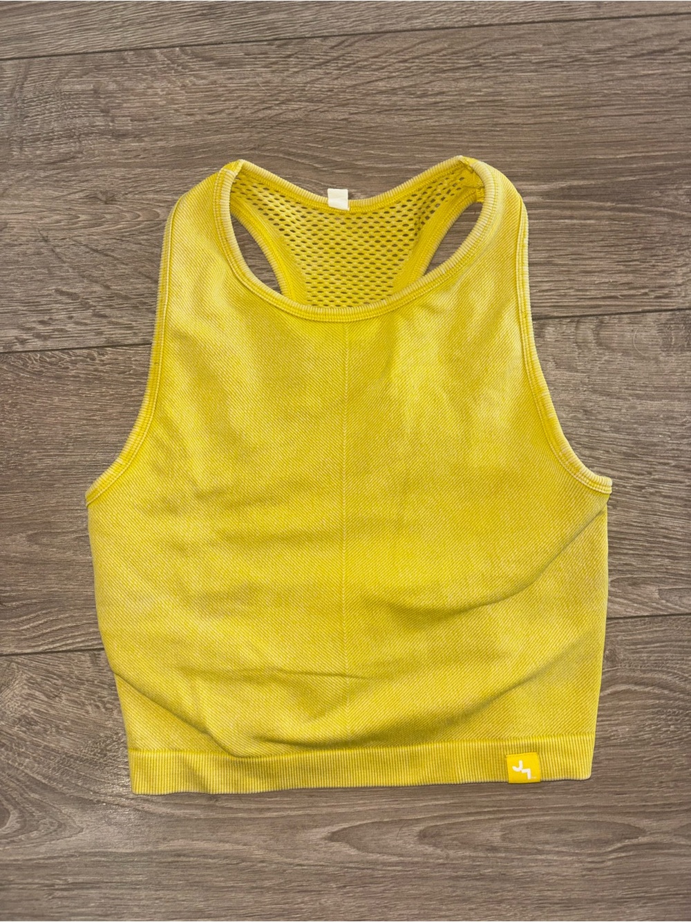 Yellow Seamless Racerback Activewear Sports Bra Crop Tank - Picture 1 of 3